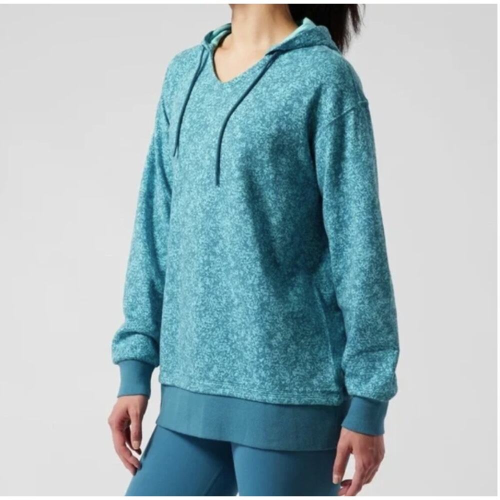 Athleta Sundown Alliance Hoodie Womens Large Borealis Teal Sweatshirt Sporty